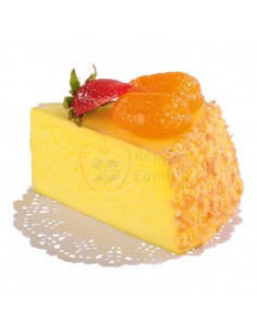 Réplica de Porción de tarta de queso con fresa y rodaja mandarina  7x10cm
